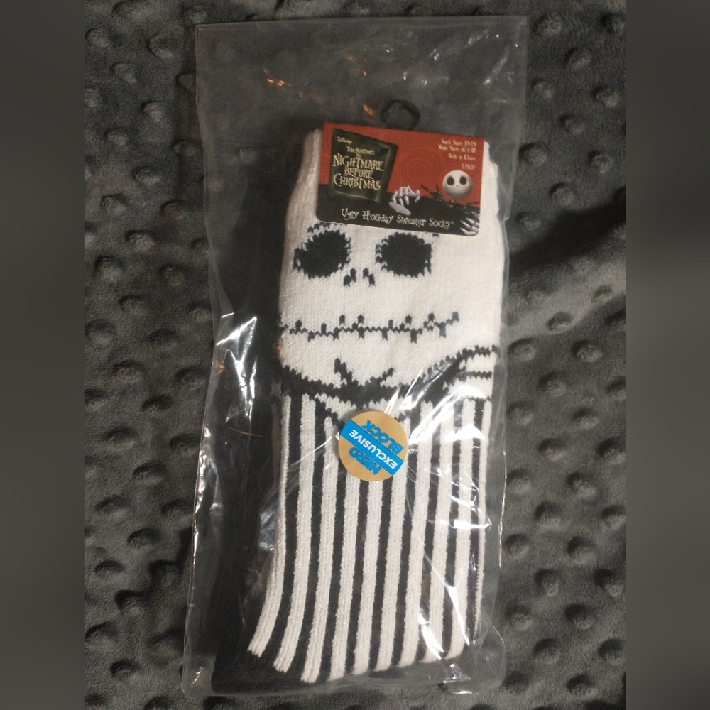 NWT Disney Jack Skellington / The Nightmare Before Christmas Ugly Sweater Socks